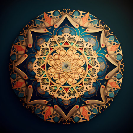 Mandala. Ethnic decorative element. Islam, Arabic, Indian, ottoman motifs.の素材