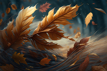 Autumn leaves background. 3D illustration of autumn leaves background.の素材