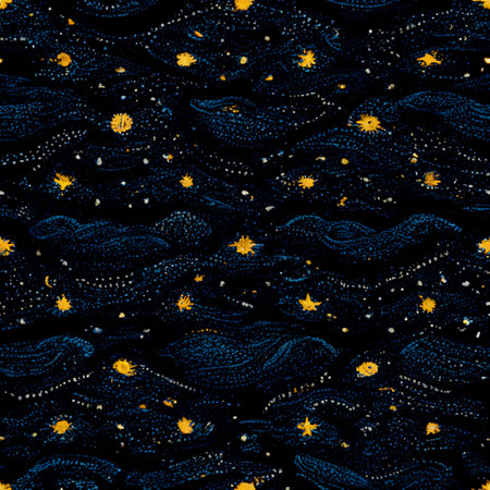Seamless pattern with hand drawn clouds and stars. Vector illustration.の素材