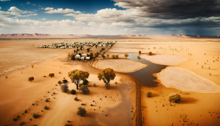 Small village in the middle of the desert, Namibia, Africaの素材