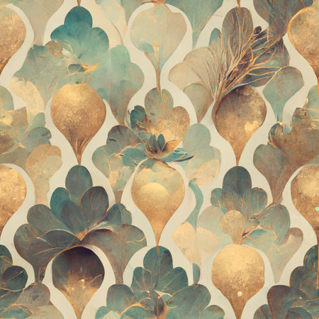 Seamless pattern with stylized leaves. Vintage floral background.の素材