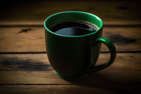 Coffee cup on wooden table. Coffee break concept. Coffee break.の素材