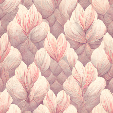 Seamless pattern with beige and pink petals. Hand-drawn illustration.の素材