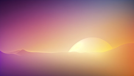 Sunset over the mountains. Vector illustration. Gradient mesh.の素材