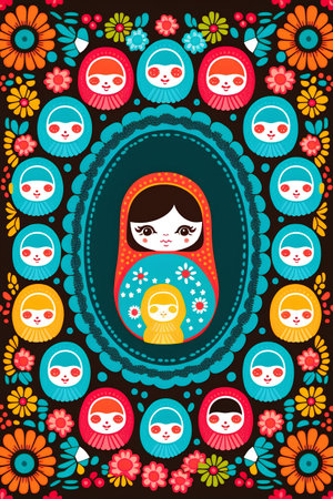 Russian Matryoshka. Traditional Russian doll. Vector illustration.の素材