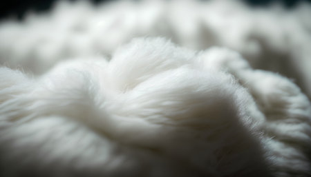 Close up of white fur texture background. Macro shot. Soft focus.の素材