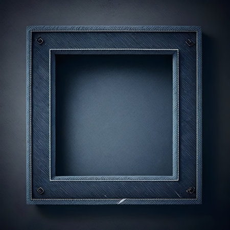 blue jeans frame on black wall, 3d illustration with vignetteの素材