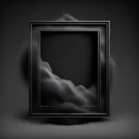 Grunge black frame with dust particles. 3d illustration.の素材