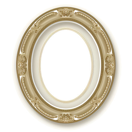 Classic golden frame for paintings, mirrors or photo isolated on white background. Digital illustration. 3d renderingの素材