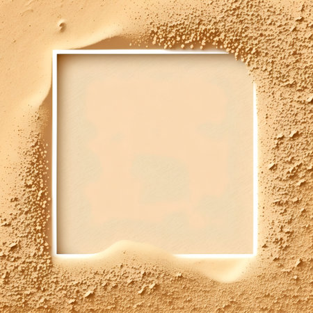 Sand texture with blank frame for text or image. Top view.の素材