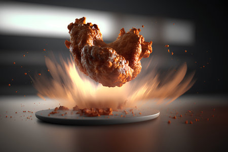 3d rendering of a fire in the form of a chicken.の素材
