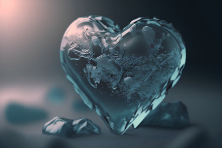 3d illustration of heart made of ice. Valentine's day conceptの素材