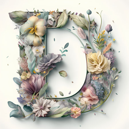 Floral letter B in the form of flowers. Floral font.の素材