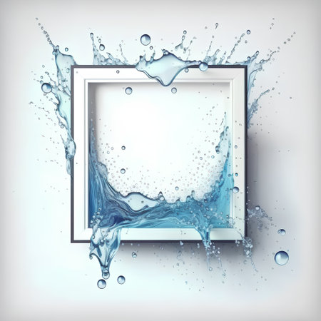 Water splashes in a frame on a white background. Vector illustrationの素材