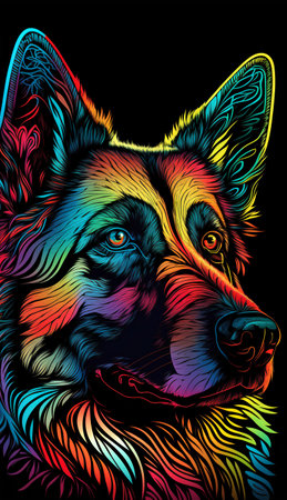 German shepherd dog portrait. Vector illustration for t-shirt and other uses.の素材