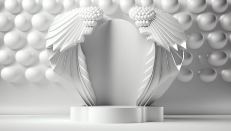 White heart with wings on a white background. 3d rendering.の素材