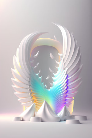 Abstract 3d render of a man with wings on a light backgroundの素材
