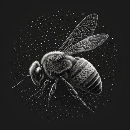 Vector illustration of the bee on a black background. Tattoo art.の素材