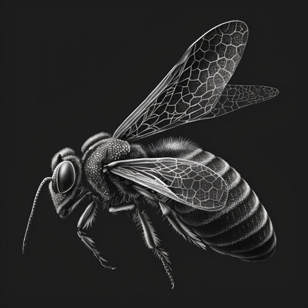 The image of a bee in the style of engraving.の素材