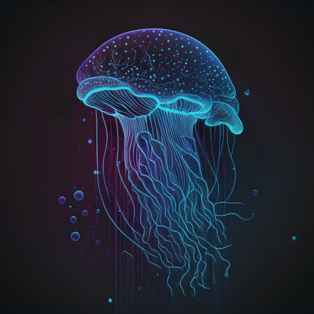 Jellyfish on a dark background. Vector illustration. Eps 10の素材