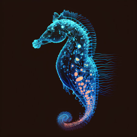 Hippocampus. Vector illustration of a blue sea horse.の素材