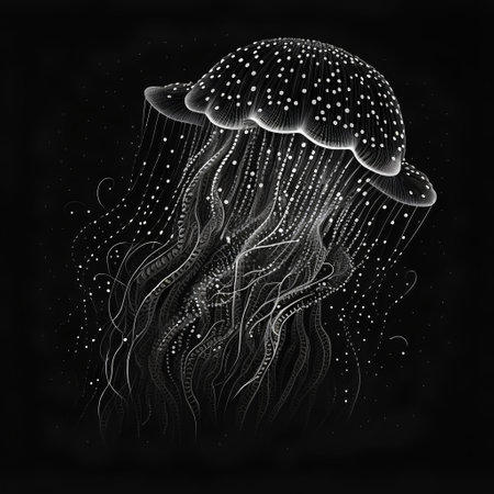 Jellyfish on black background. Vector illustration. Eps 10.の素材