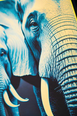 Elephant head close up. Photo in old color image style.の素材