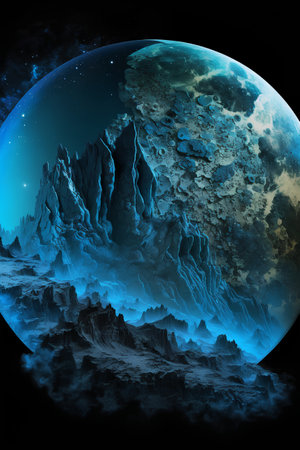 Fantasy alien planet in deep space. 3D illustration. Elements of this image furnished by NASAの素材