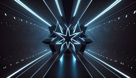 Abstract futuristic background with neon lights, 3d rendering. Computer digital drawing.の素材