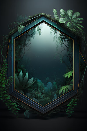 Dark green jungle background with tropical plants and leaves. Vector illustration.の素材