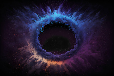 Abstract blue and purple space background. Space nebula. 3d renderingの素材