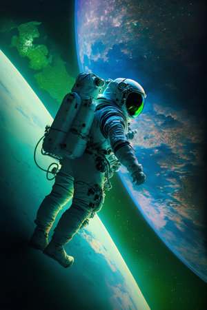 Astronaut in outer space. Elements of this image furnished by NASAの素材