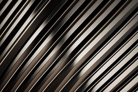 Abstract metal background with stripes. 3d rendering, 3d illustration.の素材