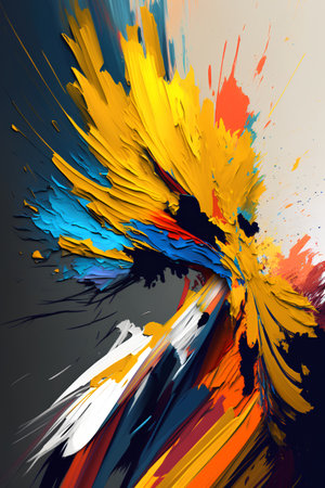 abstract background with colorful splashes of paint on a black backgroundの素材
