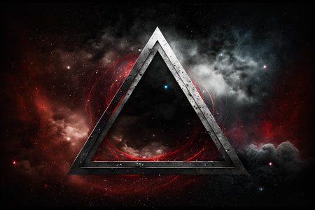 Black triangle in space. Elements of this image furnished by NASA.の素材