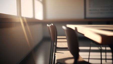Wooden chairs in a row in a cafe. 3d renderingの素材