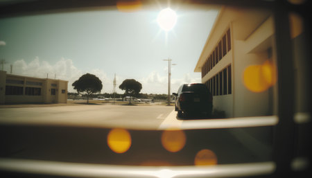 View from inside a car on the road with motion blur effect.の素材