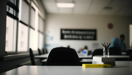 Table and chairs in a modern office. Business and education concept.の素材