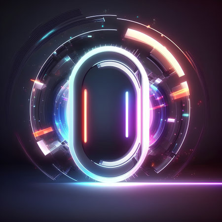 Neon letter O on a dark background. Eps 10 vector file.の素材