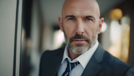 Portrait of a serious mature businessman in a suit looking at the cameraの素材