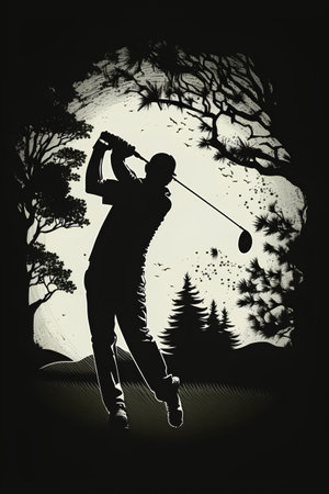 Golfer playing golf on the golf course designed using grunge brush graphic vector.の素材