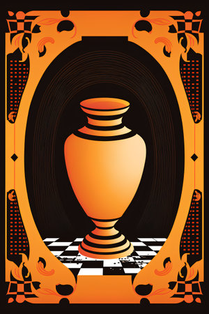Vase on the checkered background. Vector Illustration.の素材
