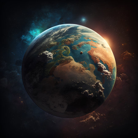 Earth planet in space. Elements of this image furnished by NASA.の素材