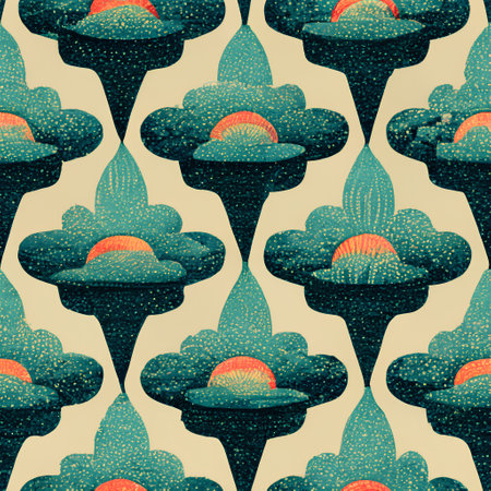Seamless pattern with clouds in retro style. Vector illustration.の素材