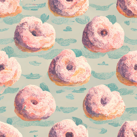 Seamless pattern with watercolor donuts. Vector illustration.の素材