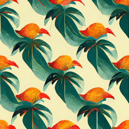 Seamless pattern with tropical monstera leaves. Hand drawn vector illustration.の素材