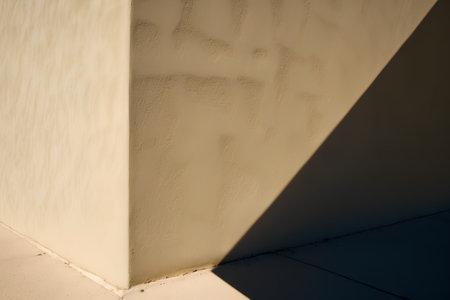 The shadow of the sun on the wall of a modern house.の素材