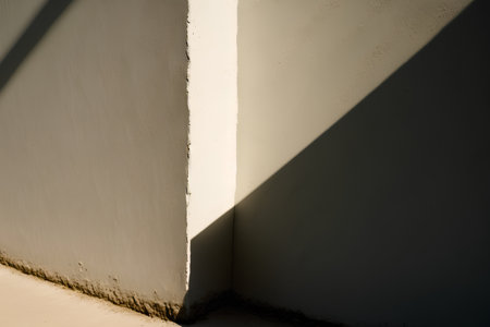 abstract white wall and shadow of sunlight on the concrete floor.の素材