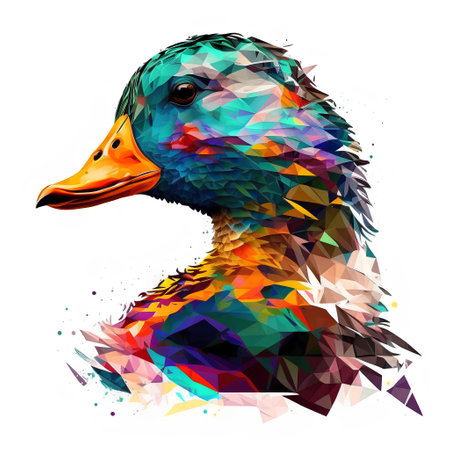 Colorful watercolor duck isolated on white background. Vector illustration.の素材