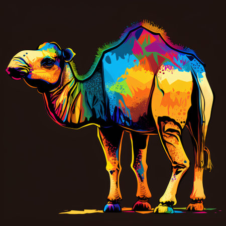 Camel in the desert. Vector illustration of a camel in the desert.の素材